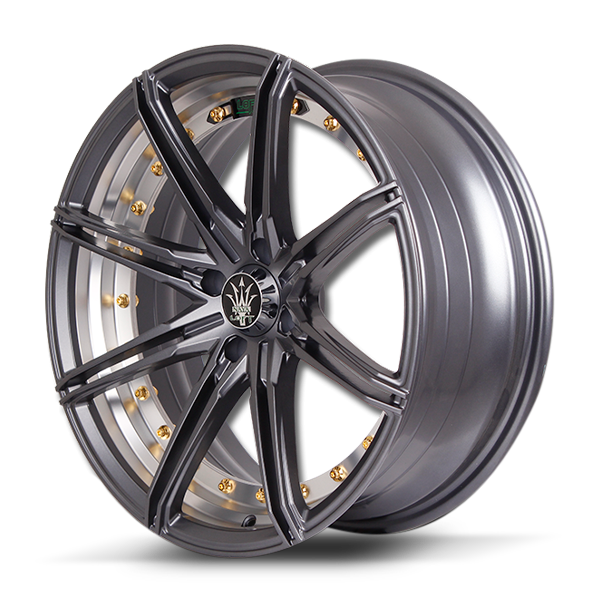 แม็กซ์ RIKA(9923) 17X7.0 4X100 ET30 ((N))DE/M5 (สีกันเมทาลิคด้านหมุดทองCNCท้องล้อ)