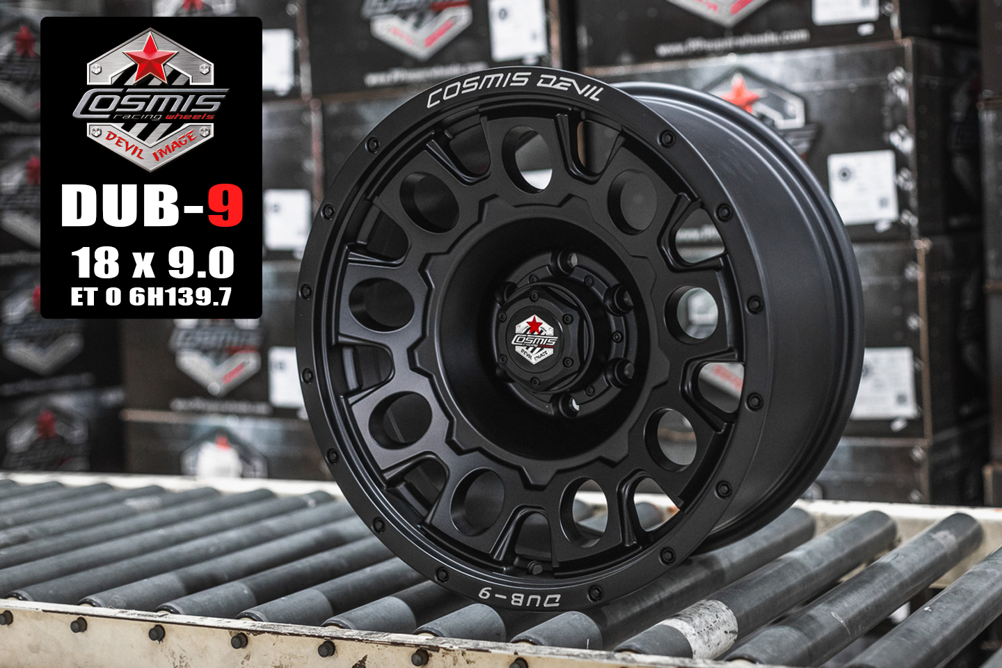 แม็กซ์ DUB-9 16X9.0 6X139.7 ET0 CB.106.1 *Matt/Black-XZ* (สีดำด้าน+CNCตัวหนังสือที่ขอบ)