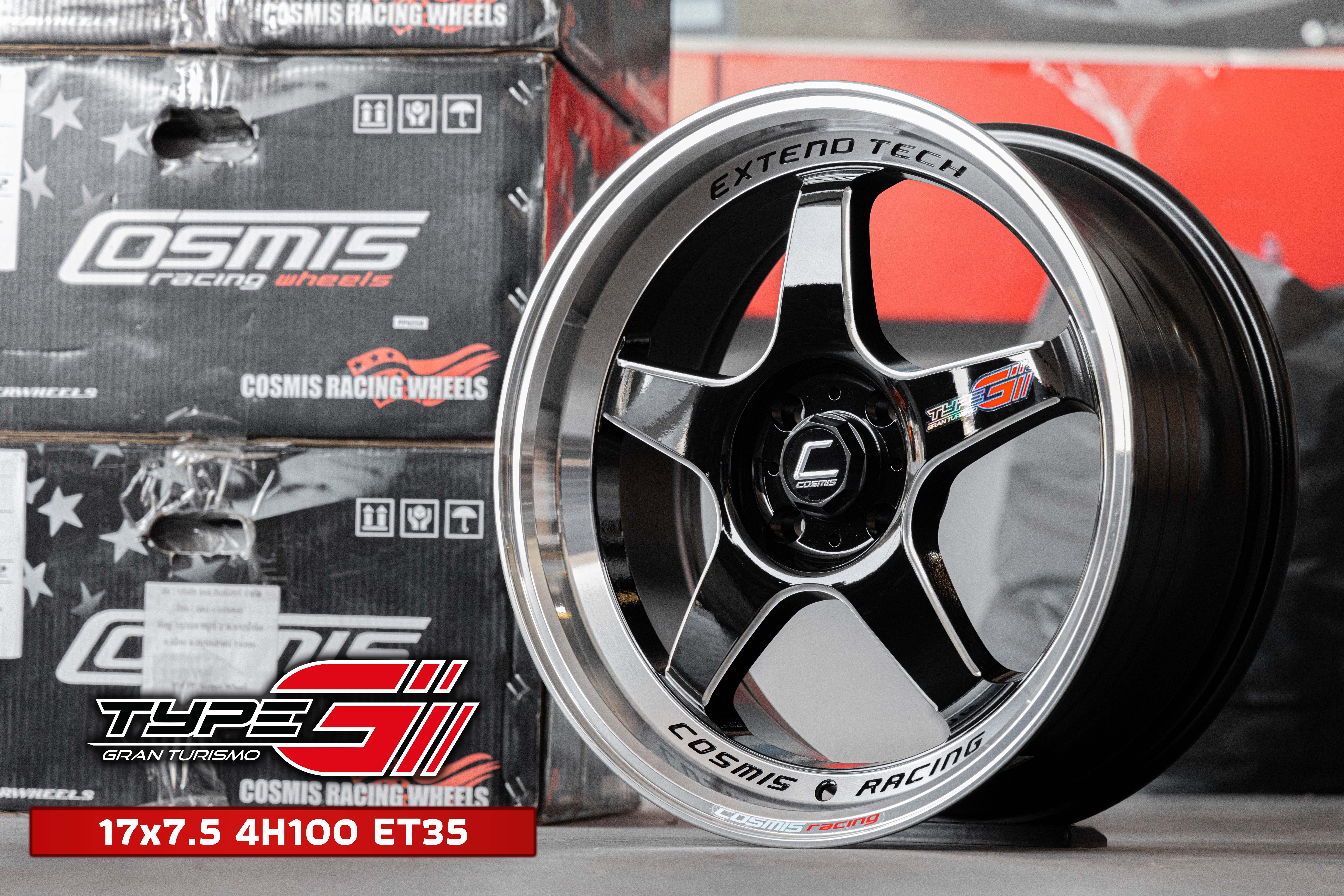 แม็กซ์ TYPE-GV.2(YA9994) 17X7.5 4X100 ET35 CB.67.1 B32-W+PLATE (สีดำ+มิลลิ่งข้างก้าน+ขอบเงา+เพลท)