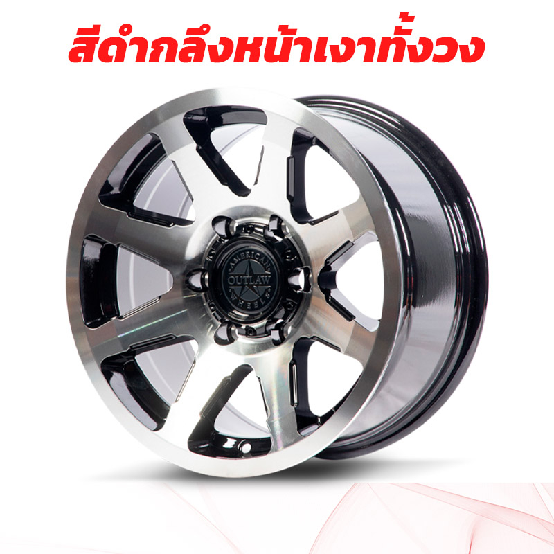 ล้อแม็กซ์ COSMIS AMERICAN OUTLAW LEGACY 16X8.0 6X139.7 ET10 CB.106.1 FINISH GLOSS BLACK MACHINED FACE (สีดำกลึงหน้าเงาทั้งวง)