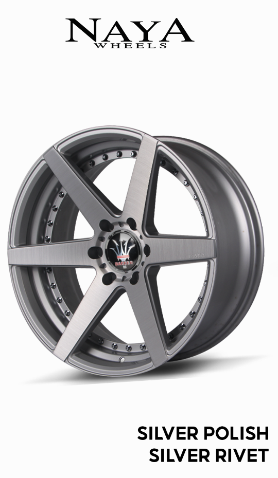 แม็กซ์ DAGGER MONTIDEA(306LC) 20X8.5 6X139.7 ET4 MSU/CH/RIVETS (สีหน้าปัดลายร่องซิลเวอร์LINEหมุดซิลเวอร์หมุดเงิน)