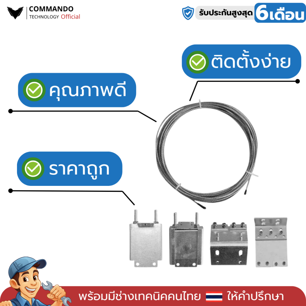 ชุดสลิง สำหรับมอเตอร์ประตูรีโมทบานซ้อน ประตูซ้อน2 และ ซ้อน3 อย่างดี