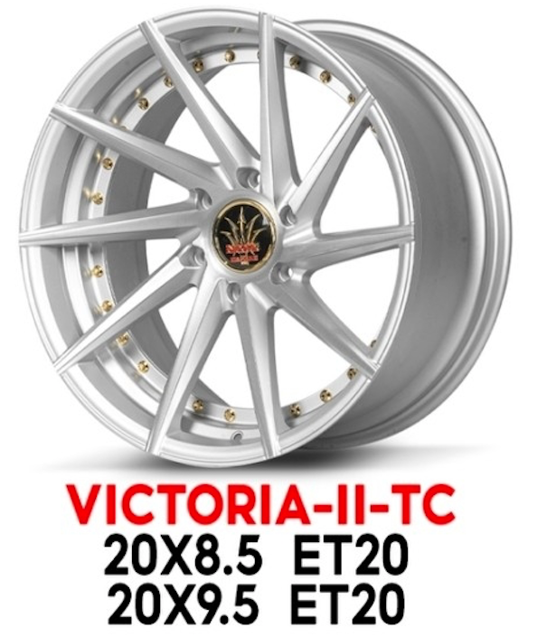 แม็กซ์ VICTORIA-II-TC(T322R) 20X8.5 6X139.7 ET20 MSU/G (สีหน้าเงาปัดลายร่องซิลเวอร์LINEหมุดทอง)