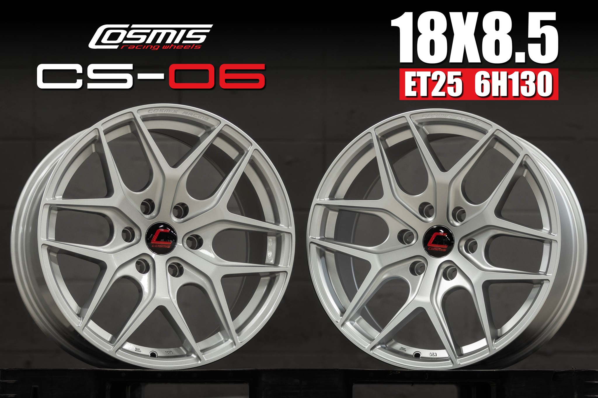 แม็กซ์ CS-06(YA9549) 18X8.5 6X130 ET25 CB.75 SILVER (สีซิลเวอร์)Custom