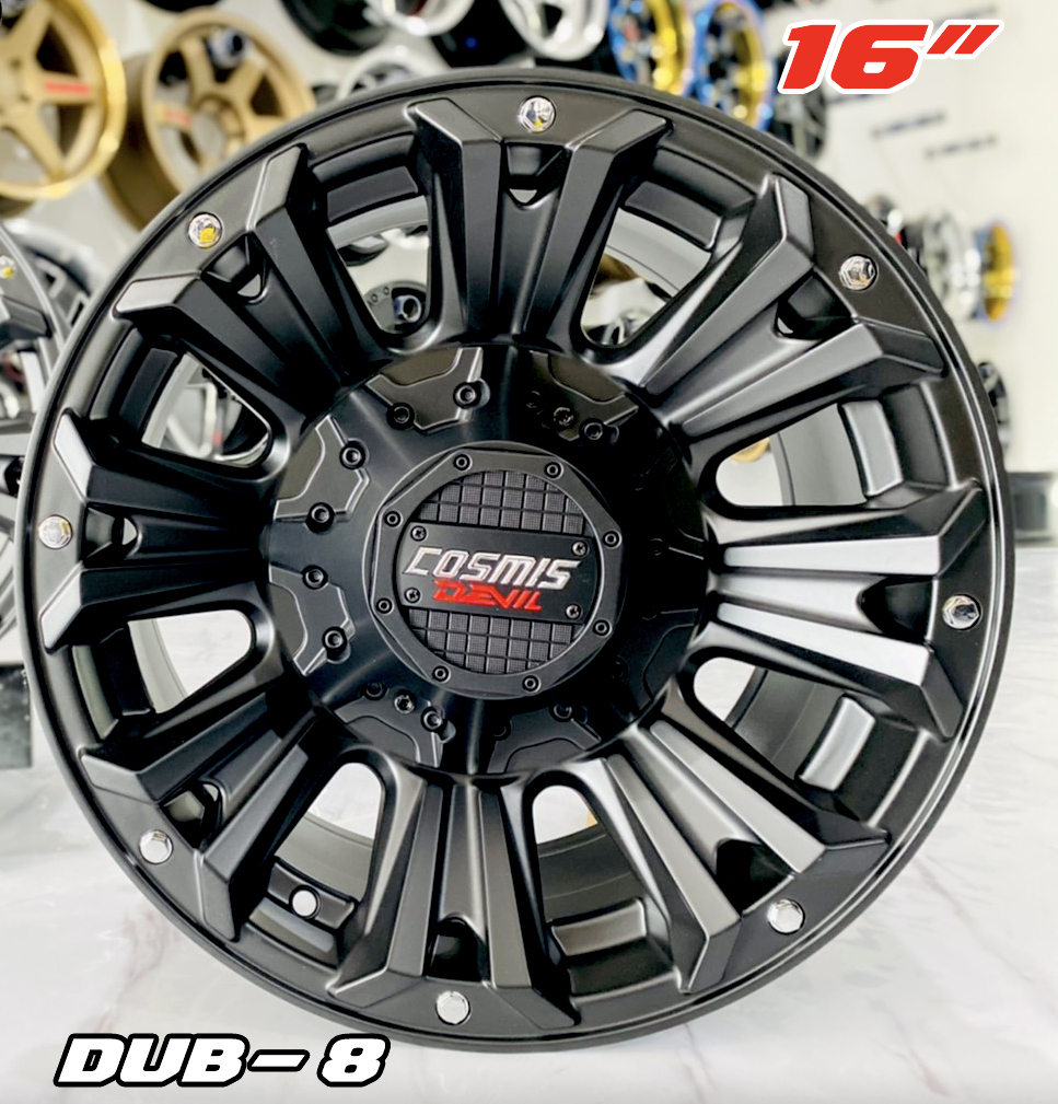 ล้อแม็กซ์ COSMIS DEVIL DUB-8 16X8.0 10X139.7/150 ET10 CB.110 MATTBLACK (สีดำด้านทั้งวง)
