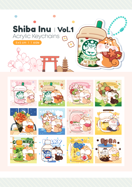 [Shiba Series] Acrylic Keychain : Foods & Drinks