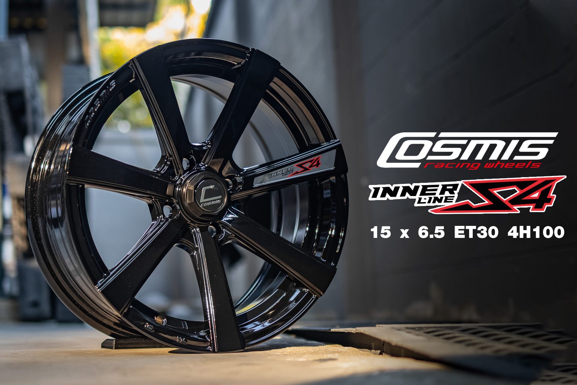 แม็กซ์ INNERLINE.S4(YA9957) 15X6.5 4X100 ET30 CB.67.1 *BLK* (สีดำเงาทั้งวง)Custom