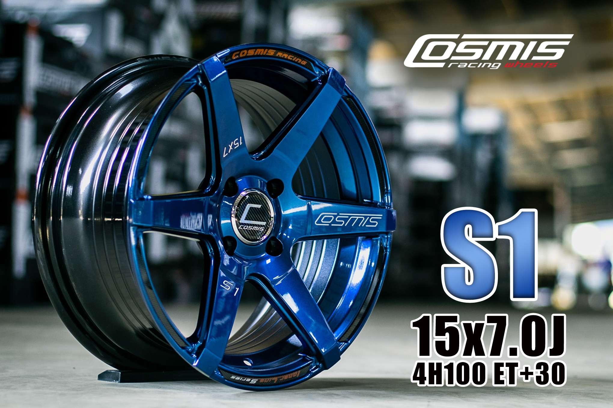 แม็กซ์ INNERLINE.S1(9929) 15X7.0 4X100 ET30 CB.67.1 *SuperBlue-XZ* (สีฟ้าเงา+CNCตัวหนังสือ)Custom