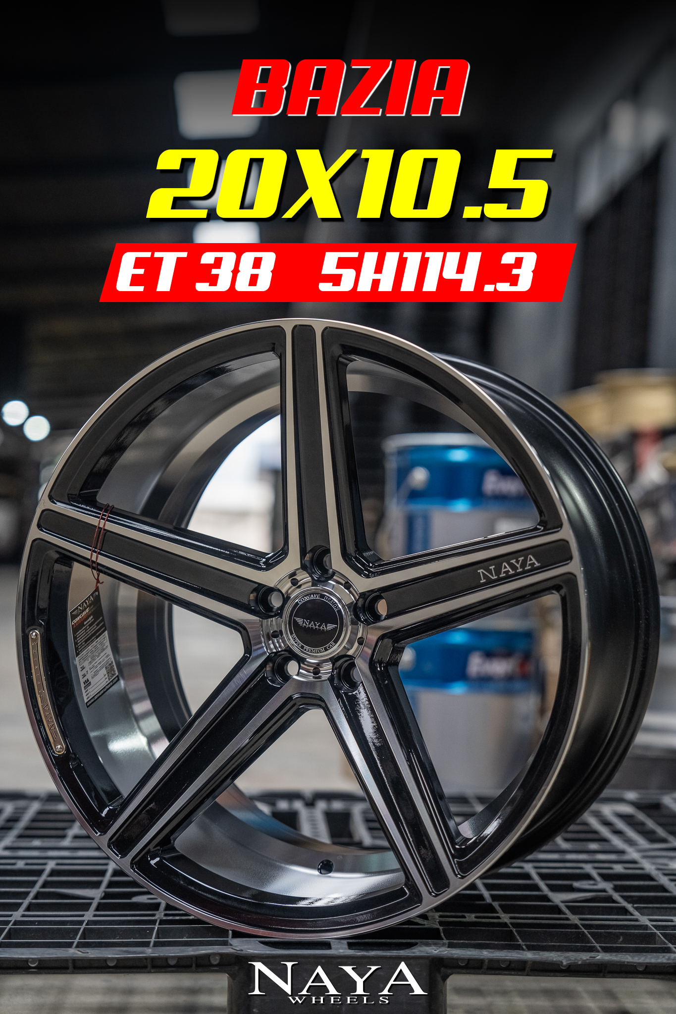 แม็กซ์ BAZIA(8100) 20X10.5 5X114.3 ET38 MI-((N)) B-P-XZ (สีหน้าเงาร่องดำCNCขอบ+ท้องล้อ+ตัวหนังสือ)