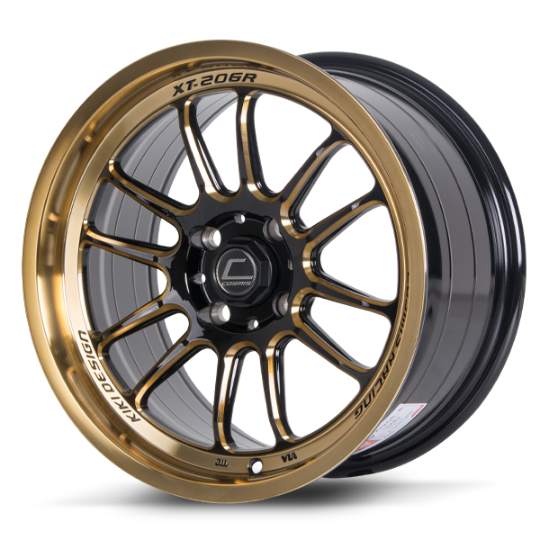ล้อแม็กซ์ COSMIS XT-206R (9918) 15X8.0 4X100 ET30 CB.67.1 B-LPTG-WTG (สีดำขอบไดร์ทอง+CNCข้างก้านไดร์ทอง)