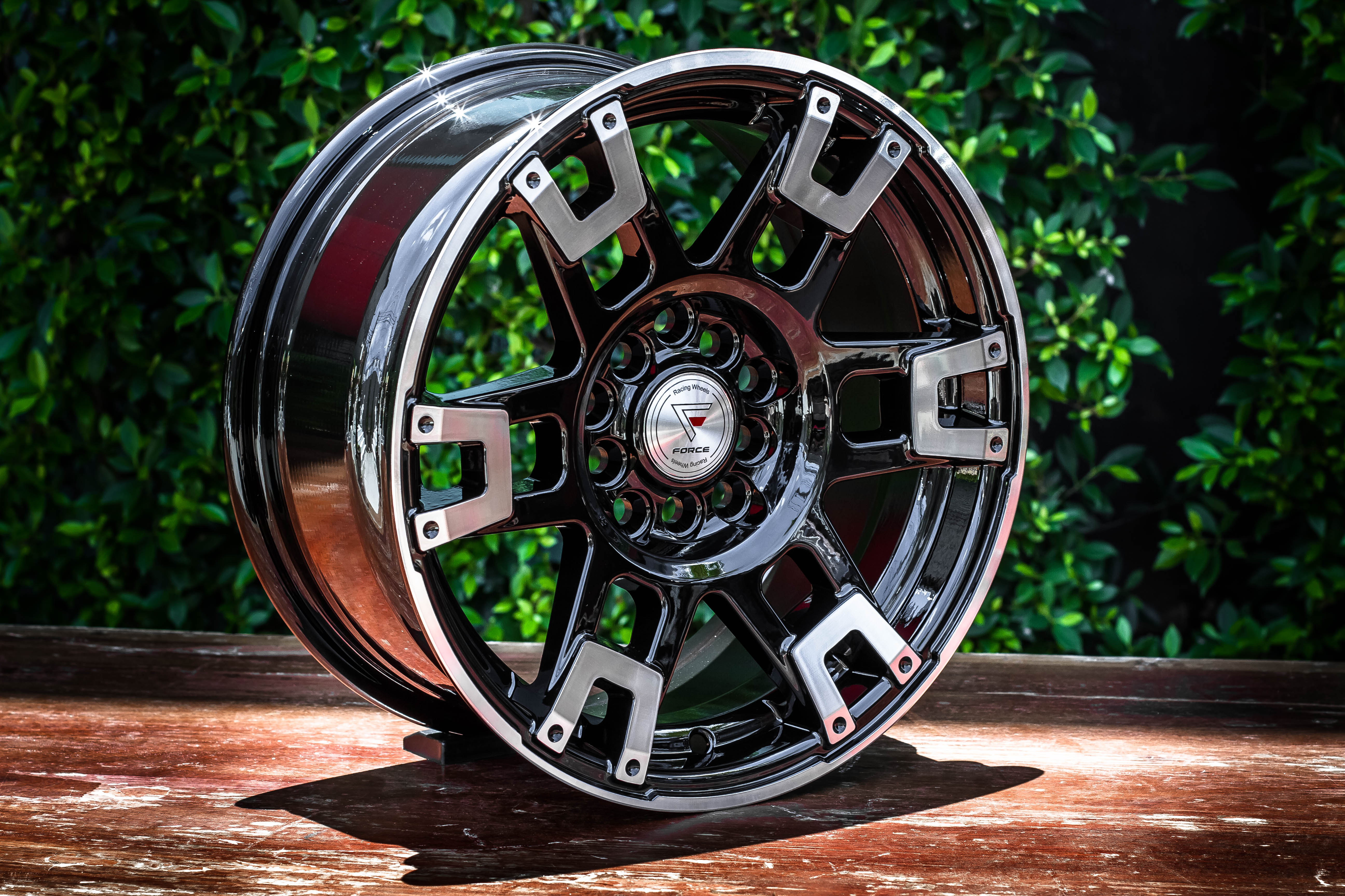 แม็กซ์ FORK 15x7.0 6x139.7 ET10 CB.106.1 Black+Full/Polished (สีดำ+หน้าเงา+เส้นขอบบนดำ)