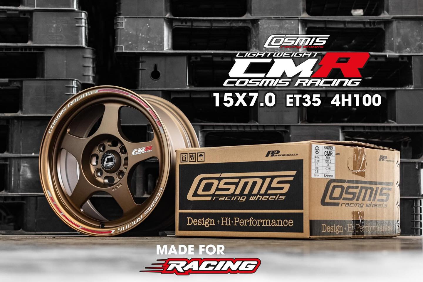 ล้อแม็กซ์ COSMIS CMR (RS36) 15X7.0 4X100 ET35 CB.73.1 *MATTBRONZ+PLATE* (สีน้ำตาลด้าน+เพลท) Custom