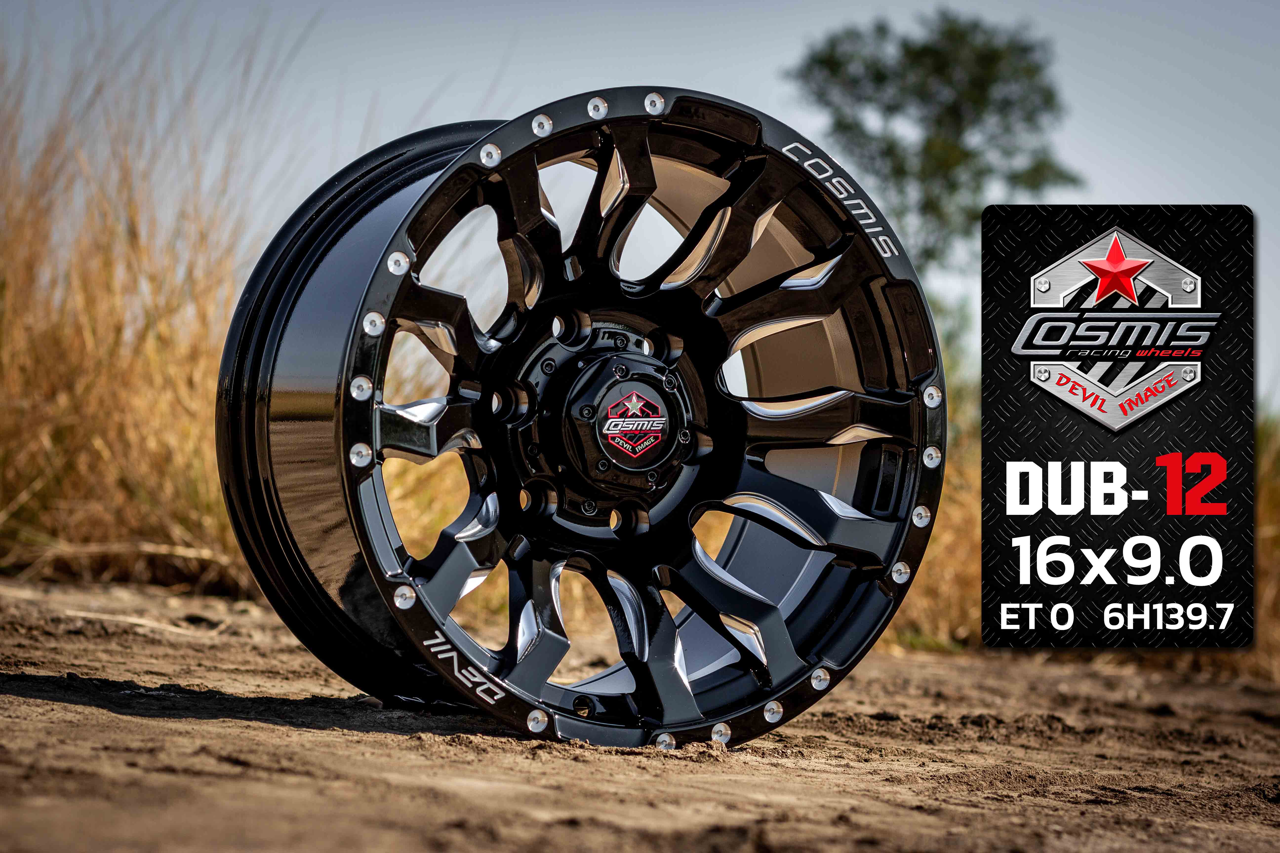 แม็กซ์ DUB-12 16X9.0 5X114.3 ET10 CB.73.1 GLOSSBLACK-MILLING (สีดำCNCข้างก้าน+CNCตัวหนังสือ)
