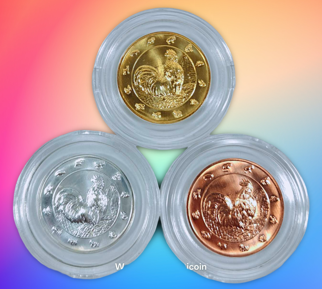 เหรียญปีปฏิทิน 2560 (ปีระกา) ชุบทอง - ชุบเงิน- ชุบทองแดง