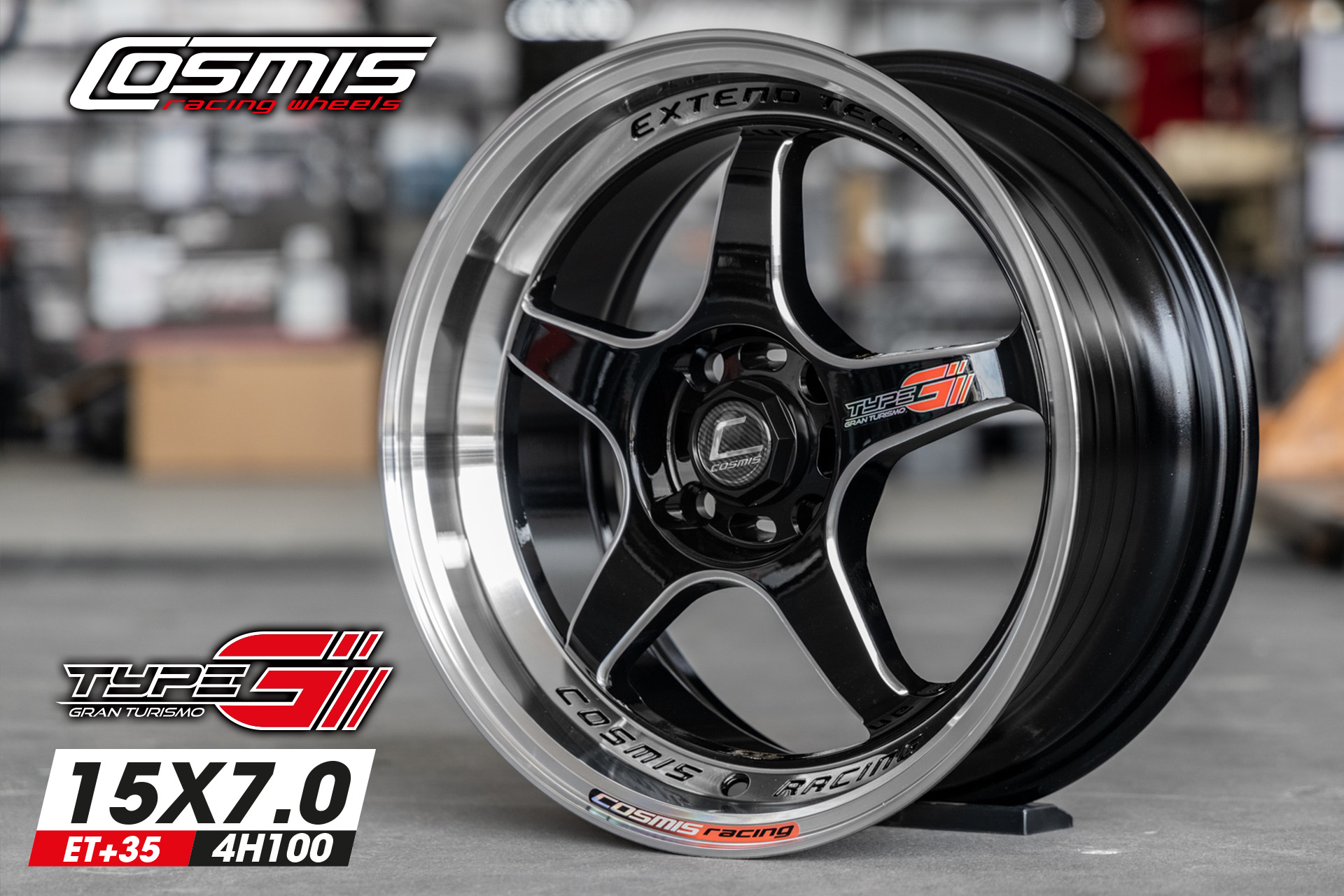 แม็กซ์ TYPE-GV.2(YA9994) 15X7.0 4X100 ET35 CB.67.1 BLK+W+PLATE (สีดำ+CNCข้างก้าน+เพลท)