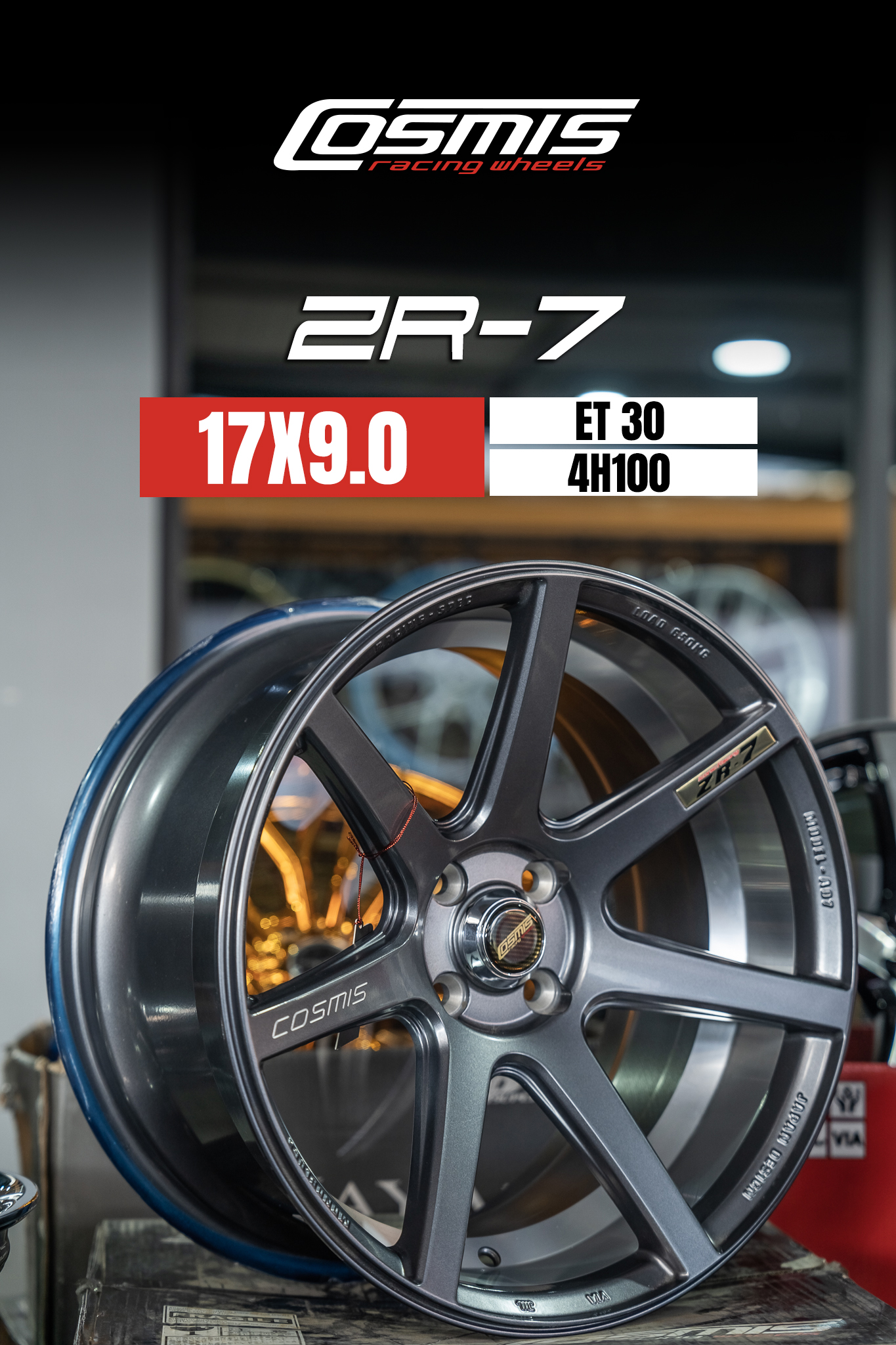 แม็กซ์ ZR-7(3908) 17X9.0 4X100 CB.67.1 ET30 ((N))DE-XZ/M3 (สีกันเมทาลิคด้านCNCท้องล้อ+ตัวหนังสือ)