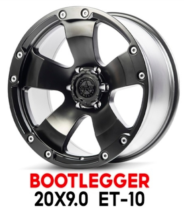 แม็กซ์ BOOTLEGGER 20X9.0 6X139.7 ET-10 CB.106.1 FINISH SATIN BLACK WITH BLACK RIVETS (สีดำด้านทั้งวง+หมุดเงินที่ขอบ)