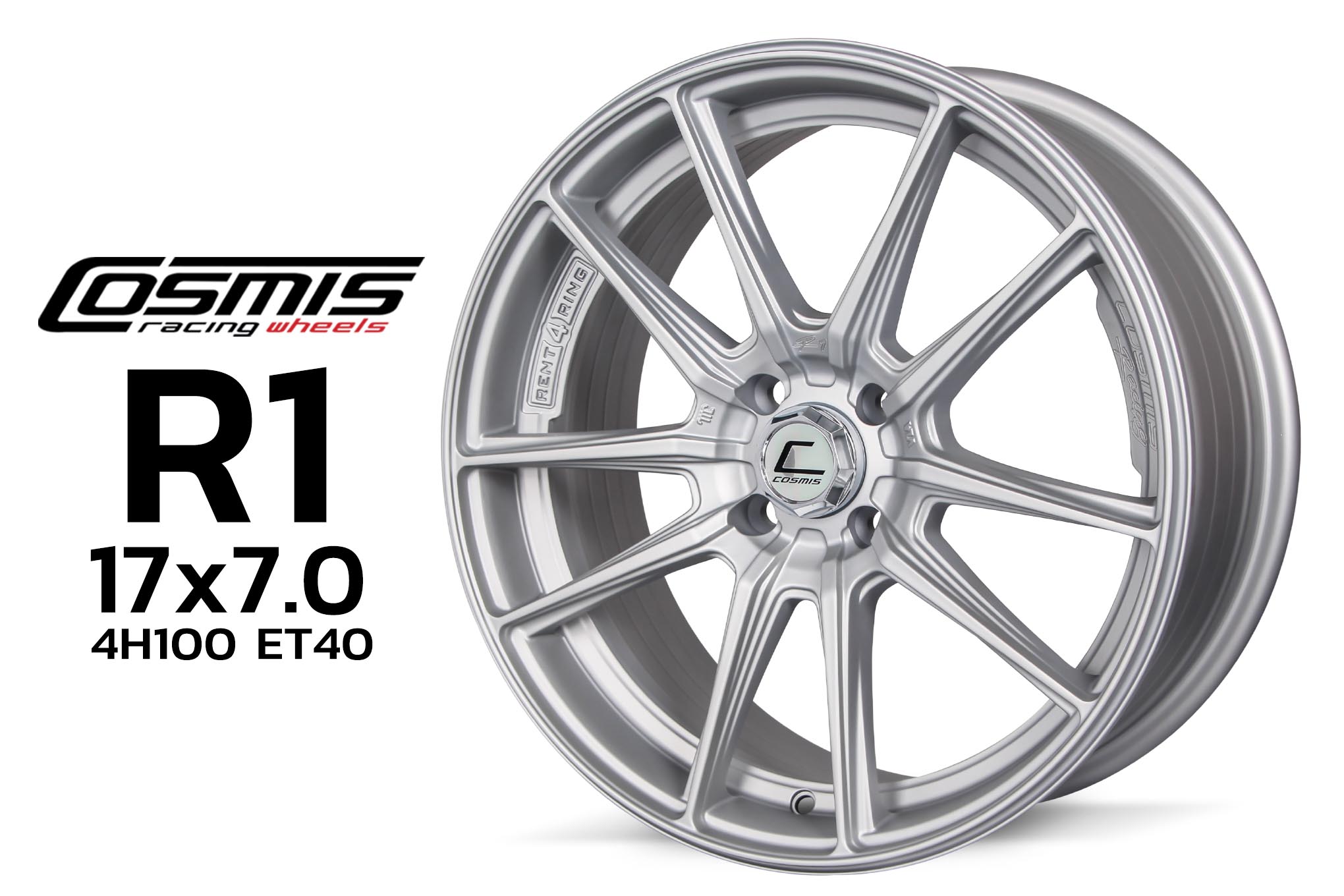 แม็กซ์ R1(9946) 17X7.0 4X100 ET40 CB.73.1 *BRIGHT SILVER* (สีไบร์ทซิลเวอร์)Custom