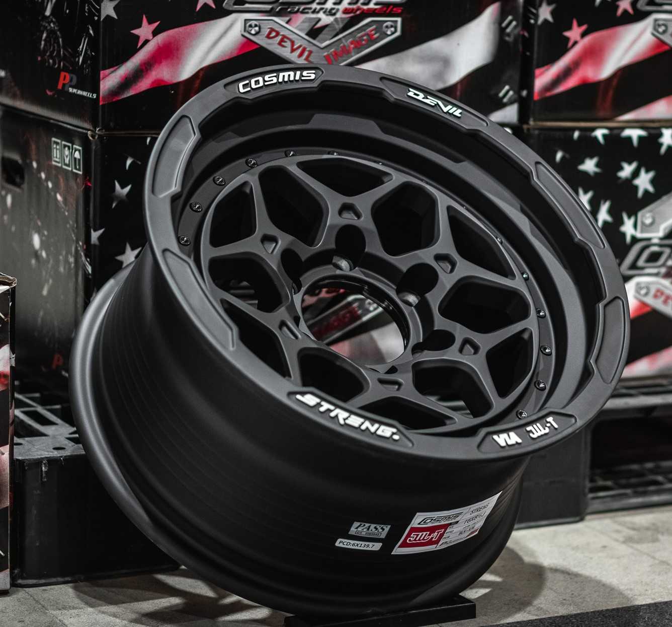 ล้อแม็กซ์ COSMIS DEVIL STRENG (YA9972) 16X8.5 6X139.7 ET0 CB.106 BLK-X/M (สีดำด้านทั้งวงCNCตัวหนังสือ)