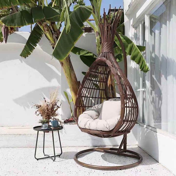 outdoor swing garden egg chair wicker metal patio egg chair rattan swing chair