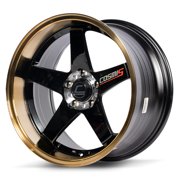 ล้อแม็กซ์ COSMIS RS3 (YA9949) 18X9.5 5X114.3 ET12 CB.73.1 B-LPTG+PLATE (สีดำ+ขอบไดร์ทอง+เพลท)