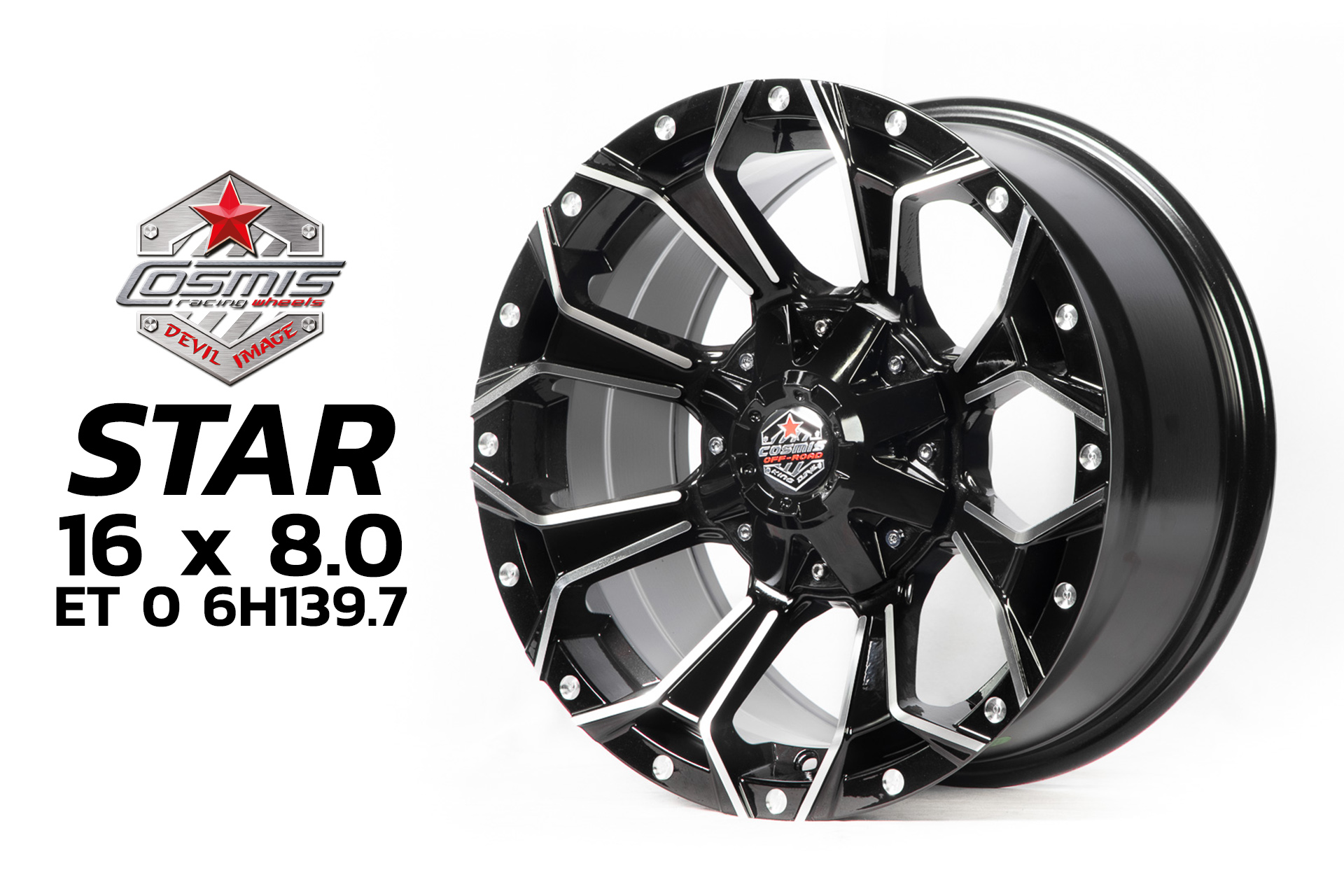 แม็กซ์ STAR (6079) 16X8.0 6X139.7 ET-0 CB.106.1 MACHINED-BLACK (สีดำกลึงหน้าเงา)