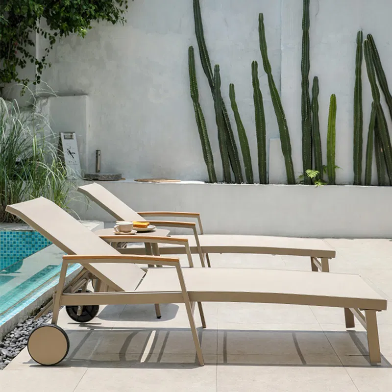 Garden Sun Bed Loungers Outdoor Recliner Balcony Villa Courtyard Garden Leisure Beach Pool Teslin Mesh Cloth Recliner
