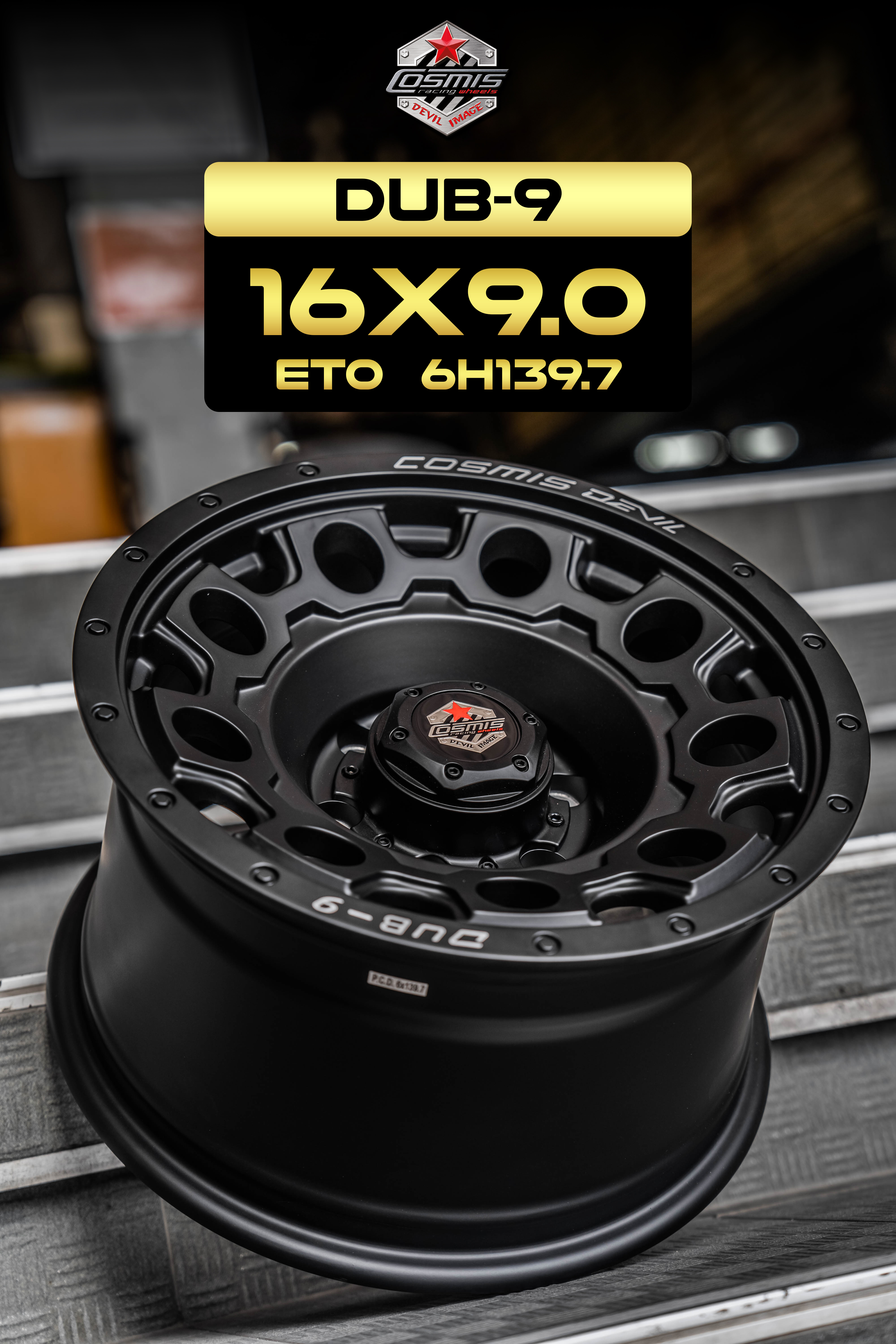 แม็กซ์ DUB-9 16X9.0 6X139.7 ET0 CB.106.1 *Matt/Black-XZ* (สีดำด้าน+CNCตัวหนังสือที่ขอบ)