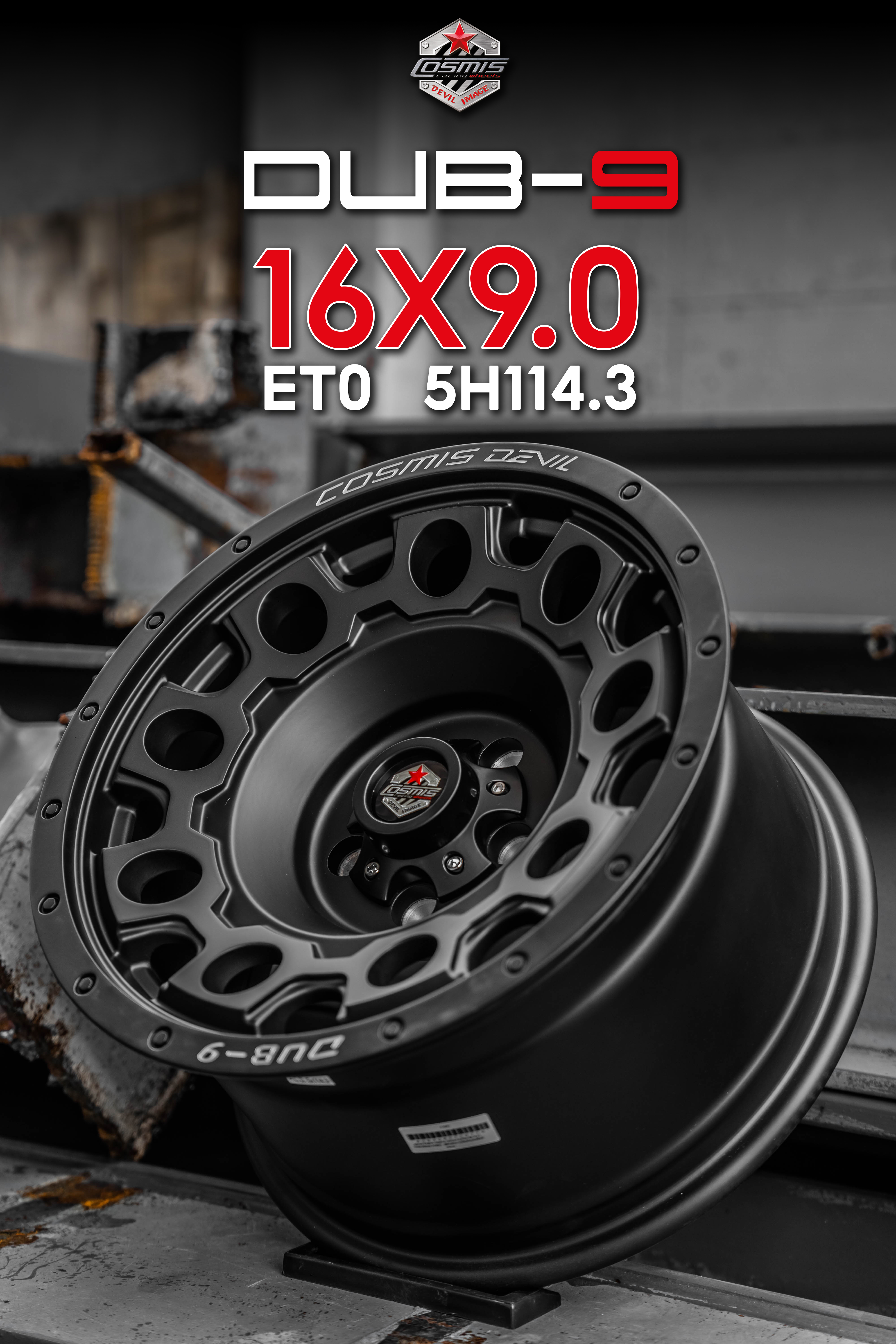 แม็กซ์ DUB-9 16X9.0 5X114.3 ET0 CB.73.1 Matt/Black-XZ(K) (สีดำด้าน+CNCตัวหนังสือที่ขอบ)