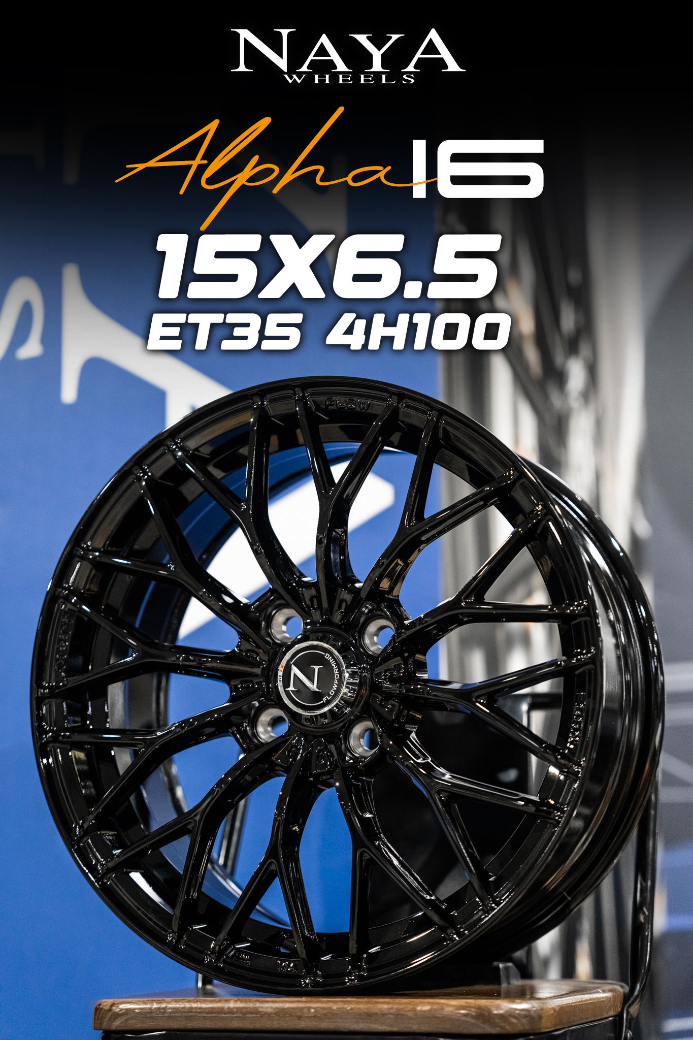 แม็กซ์ ALPHA-16(SLD005) 15X6.5 4X100 ET35 CB.67.1 BLK (สีดำเงาทั้งวง)