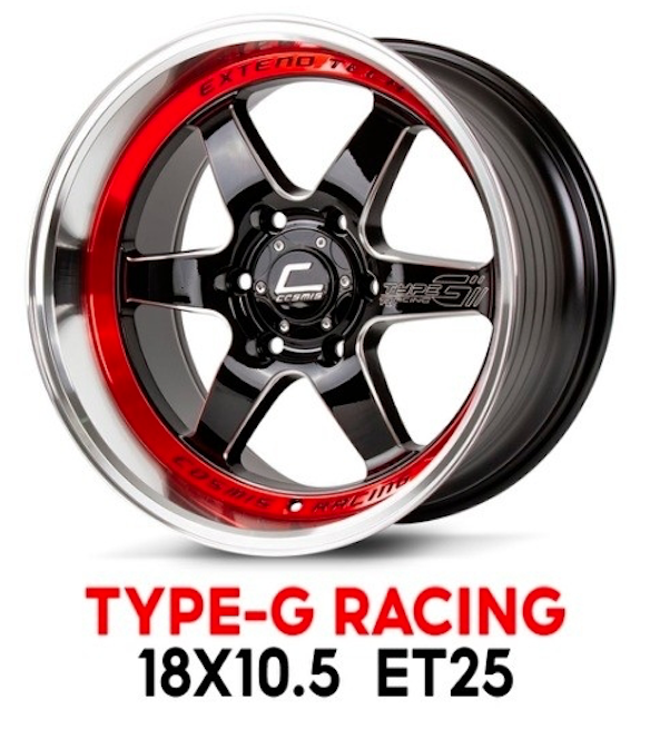 แม็กซ์ TYPE-G RACING(YA9968) 18X10.5 6X139.7 ET25 CB.106 (CAC-B19XR)+(DI-B-LP-W-XZ) (สีดำ+ขอบเงา+CNCข้างก้าน+CNCตัวหนังสือ+เส้นใต้ขอบแดง)