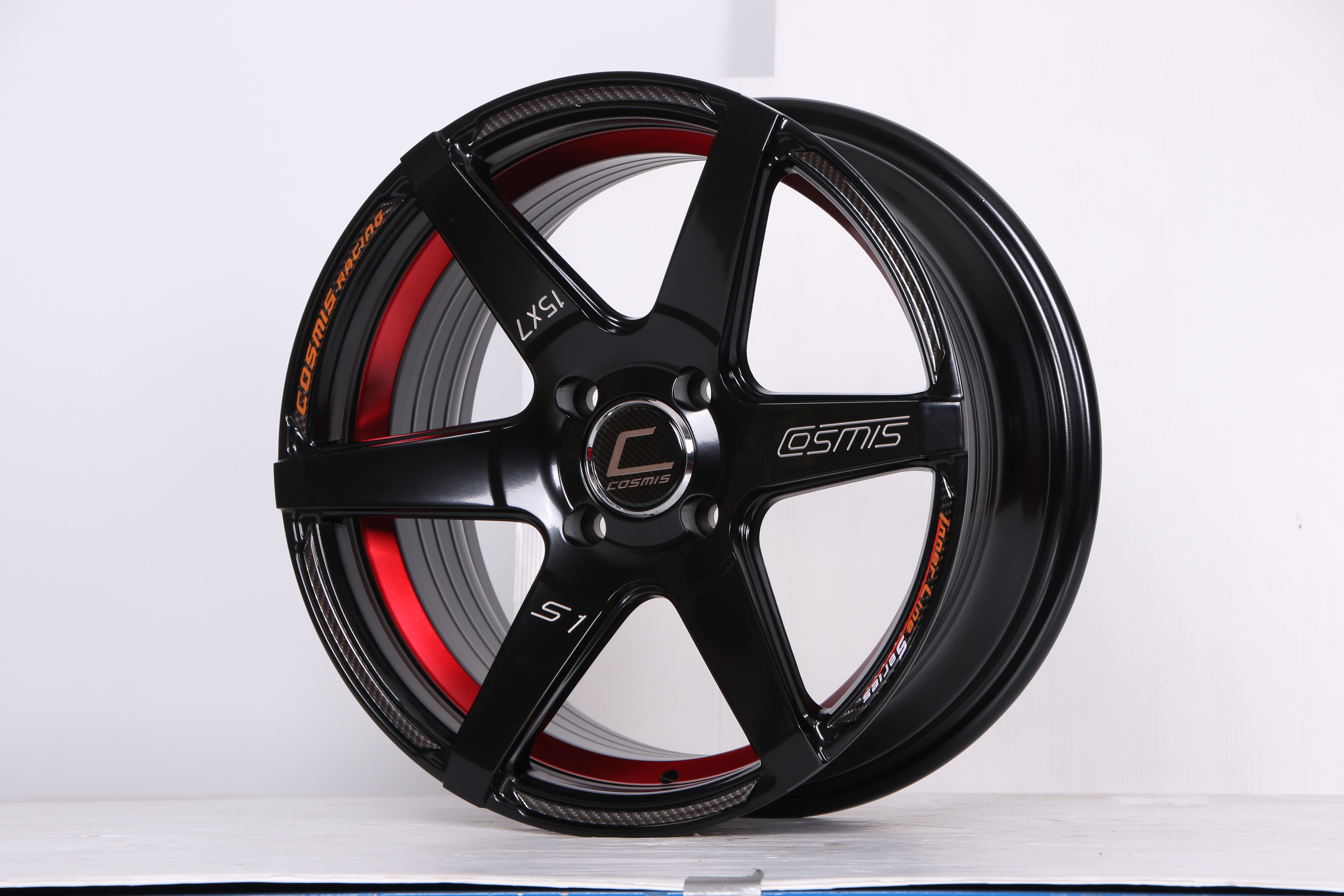 แม๊กซ์ INNERLINE.S1(9929) 15x7.0 4x100 ET30 CB.67.1 "R"BLK-W-XZ (สีดำ ท้องแดง CNC ข้างก้าน + ตัวหนังสือ)