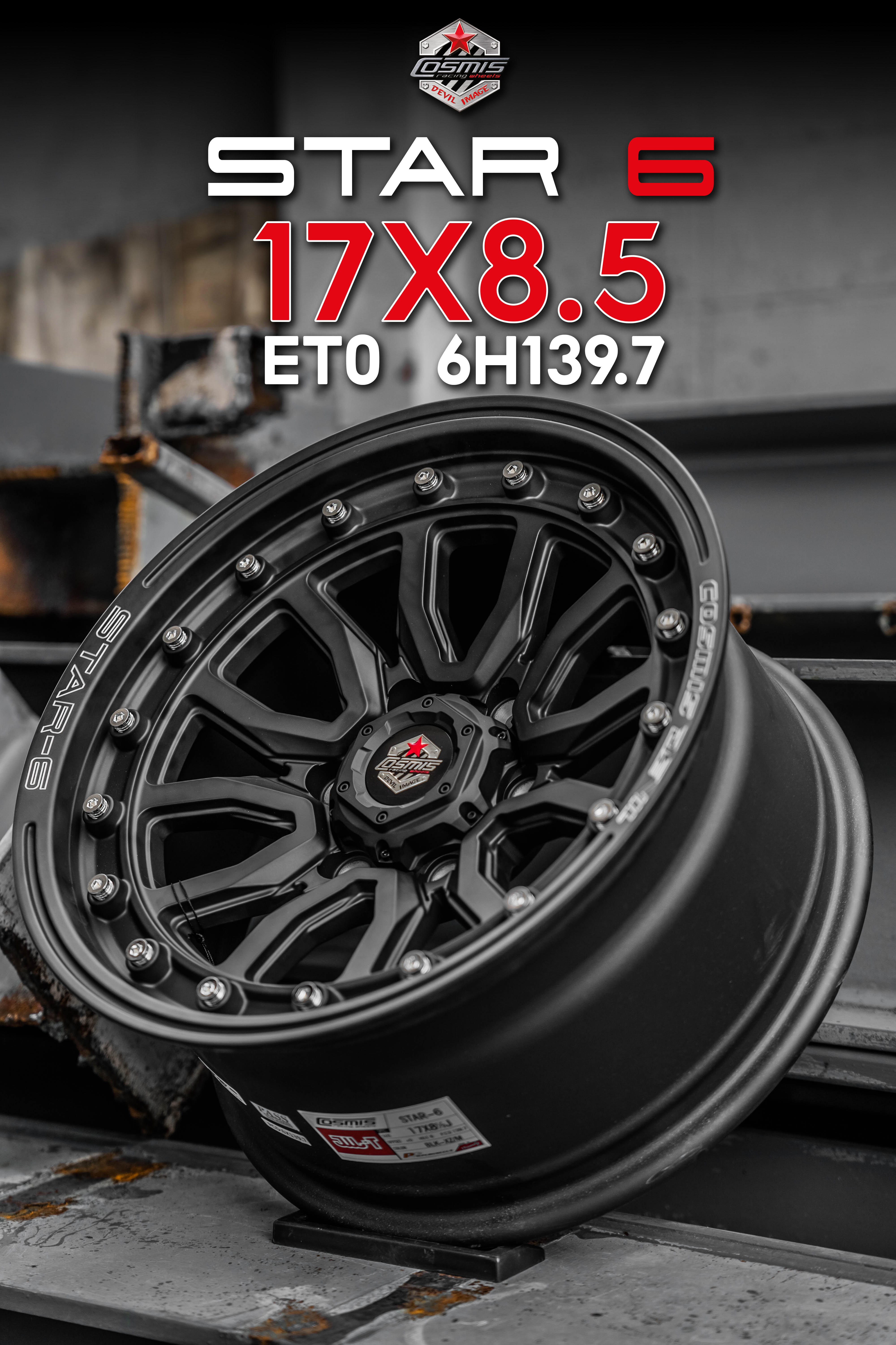 แม็กซ์ STAR-6(3840) 17X8.5 6X139.7 ET0 CB.106 BLK-XZ/M (สีดำด้าน+CNCตัวหนังสือ)