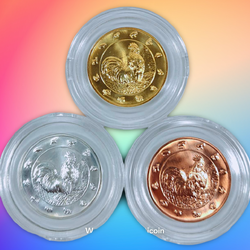 เหรียญปีปฏิทิน 2560 (ปีระกา) ชุบทอง - ชุบเงิน- ชุบทองแดง