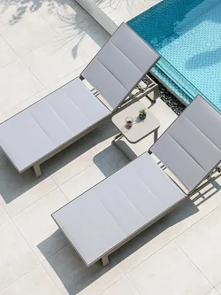 Popular Style Hotel Villa Patio Aluminum Alloy Sunbed Outdoor Recline Waterproof Sunscreen Swimming Pool Beach Chair
