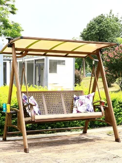 Patio Outdoor Aluminum Swing Bench Sofa Set Die-Cast 3-Seater Hanging Swing Chair Use for Exterior Furniture