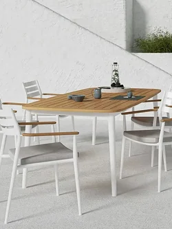 ชุดโต๊ะอาหาร อลูมิเนียม ลายไม้