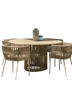 ชุดโต๊ะอาหาร อลูมิเนียม สานเชือก