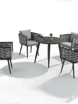 ชุดโต๊ะอาหาร อลูมิเนียม สานเชือก