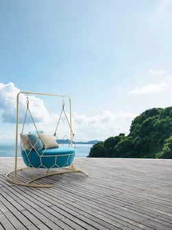 Outdoor swing garden hanging chair Home balcony garden hanging basket single cream