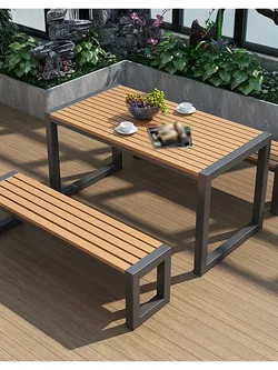 Restaurant Dining Aluminium Backyard Courtyard Bench Garden Patio Furniture Set Outdoor Table And Chair Set