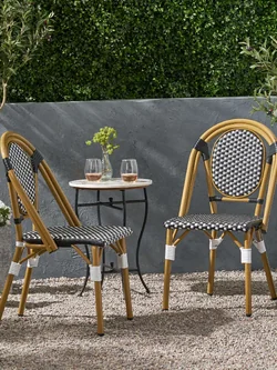 Outdoor Garden Stacking Balcony Patio Restaurant Plastic Rattan Wicker French Bistro Dining Chair For Cafe