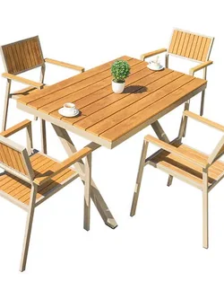 Outdoor Restaurant Square plastic wood table and Chair Garden Furniture Outside Restaurant Dining Chairs
