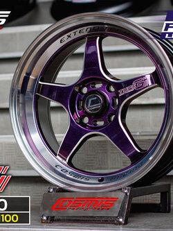 แม็กซ์ TYPE-GV.2(YA9994) 15X7.0 4X100 ET35 CB.67.1 *B/P({PowerPurple)-LP-W-XZ* (สีดำ+กลึงหน้าสีม่วง+ขอบเงา+CNCข้างก้าน+ตัวหนังสือ)Custom