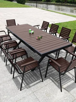 ชุดโต๊ะอาหาร อลูมิเนียม ลายไม้