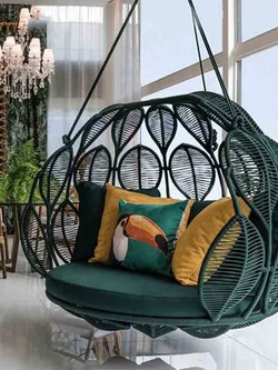 Outdoor Patio Swing Chair Wicker With Comfortable Cushions Double Seater Hanging