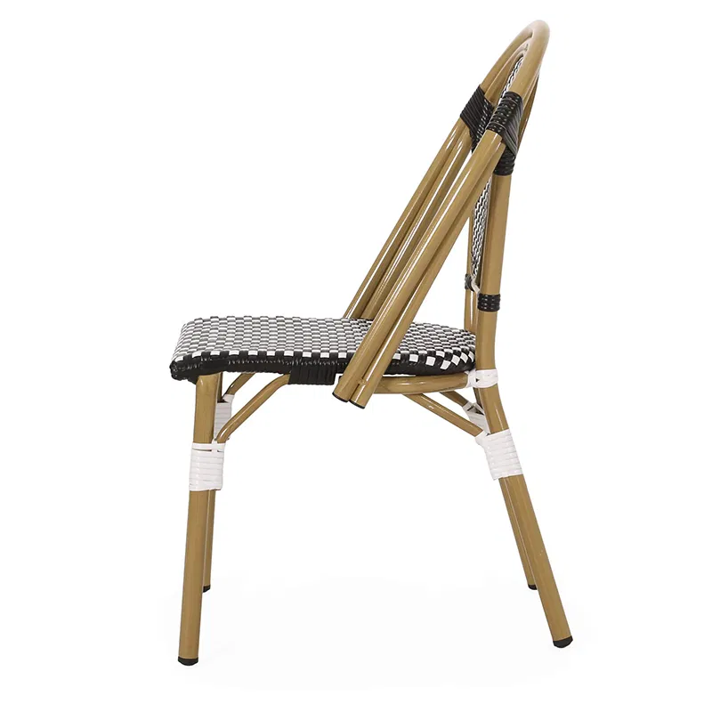 Outdoor Garden Stacking Balcony Patio Restaurant Plastic Rattan Wicker French Bistro Dining Chair For Cafe