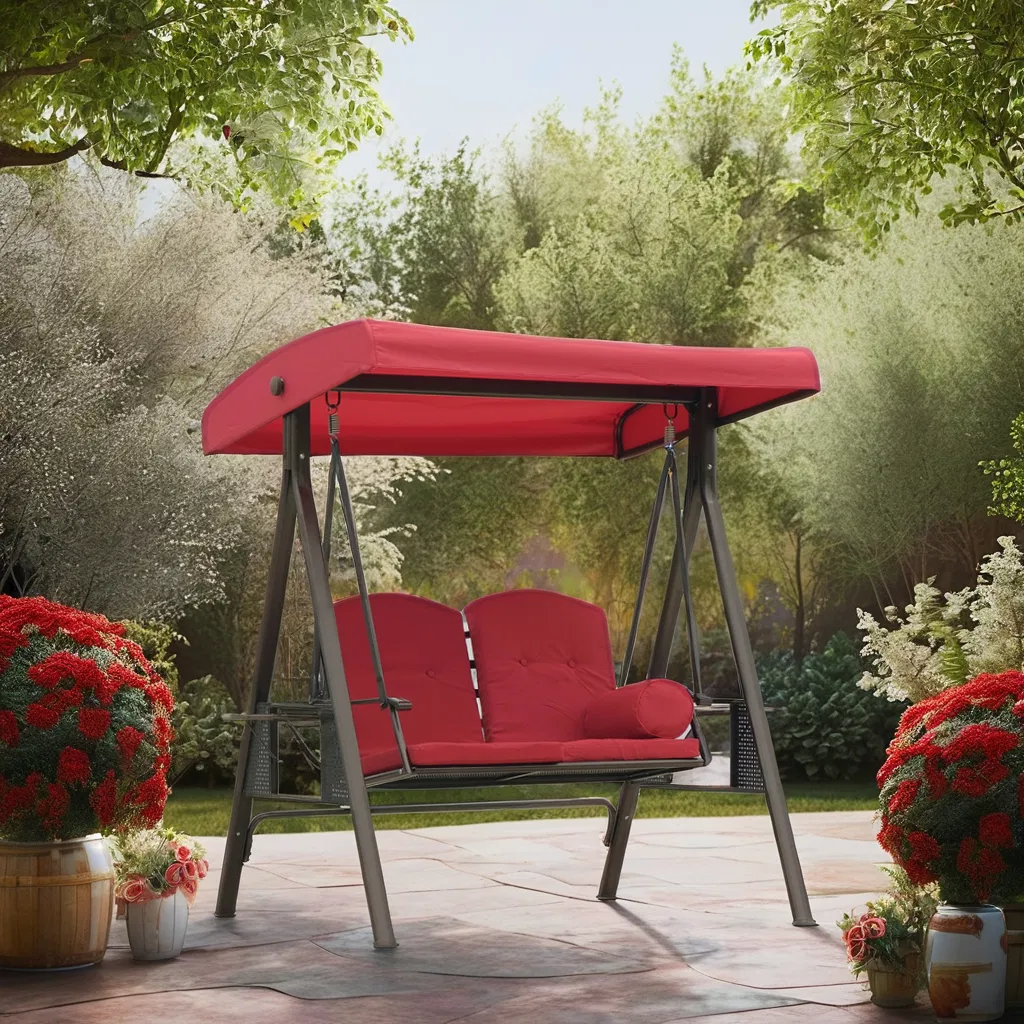 Steel Bistro Garden Hanging Rocking Swing With Canopy Outdoor Patio Courtyard Swing Chair