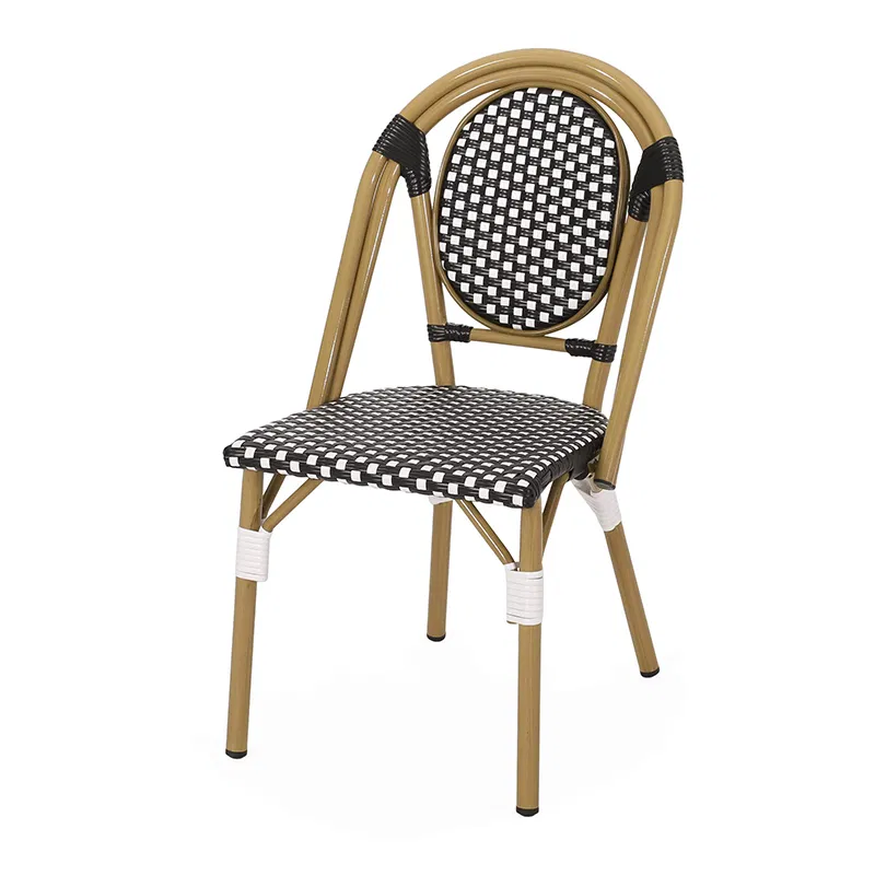 Outdoor Garden Stacking Balcony Patio Restaurant Plastic Rattan Wicker French Bistro Dining Chair For Cafe