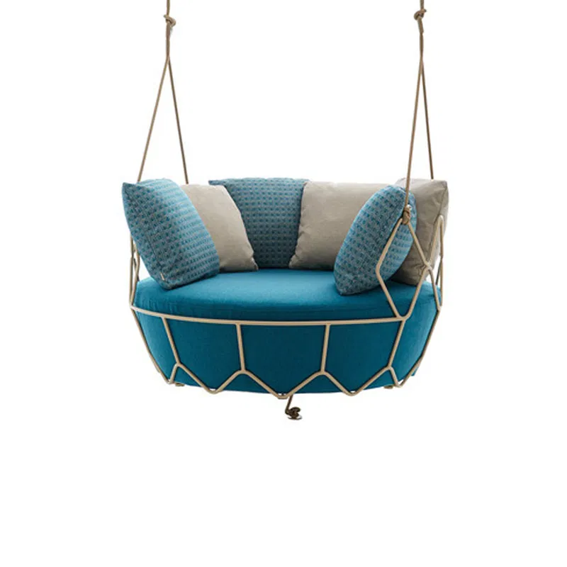 Outdoor swing garden hanging chair Home balcony garden hanging basket single cream